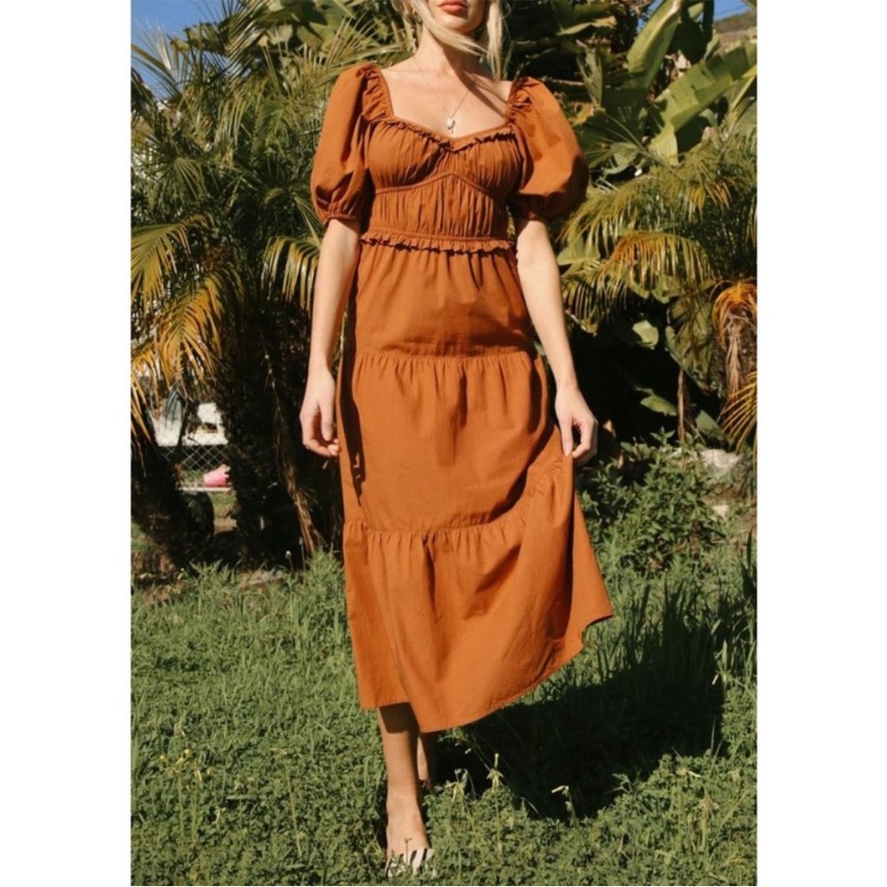 BNWOT Rahi Ginger Poplin Midi Dress Sweetheart Bust